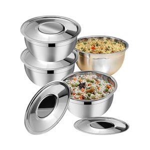 Stainless Steel Serving Bowl with Lid Set of 4 pcs
