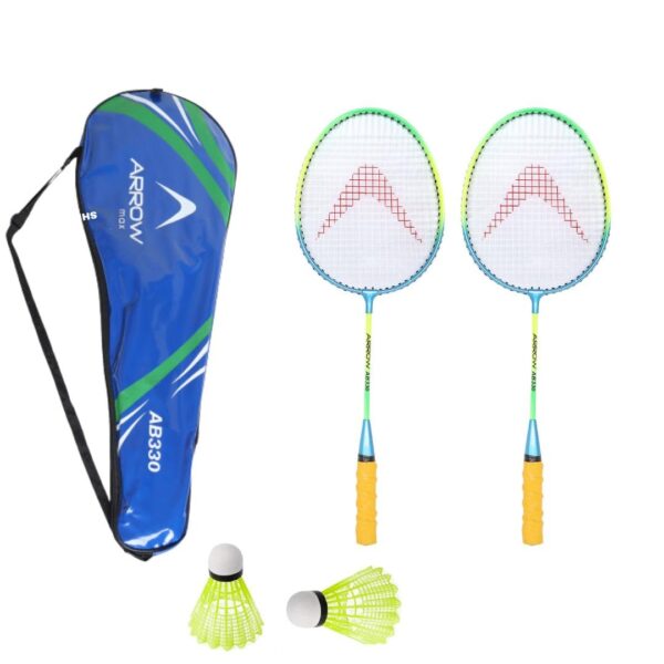 Arrowmax Badminton Racket Pack Of 2 Pieces Nylon Shuttles colour black