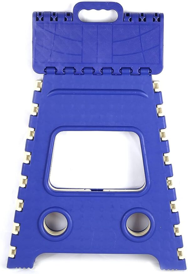 LAFILLETTE Step Folding Stool 18 Inch for Kids & Adults, Kitchen Garden Bathroom Stepping Stool (Blue)