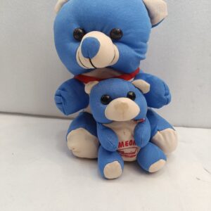 EVERNEEDS Teddy bear with baby handmade soft toy Crafted ideal play toys for kids - 23 cm  (Blue)