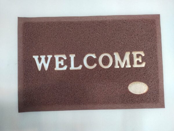 Solid Brown PVC Anti Skid Welcome Printed Heavy and Large Door Mat Bath Mat for Bath Room and Home Entrance (Brown, Size- 38 x 58 cm or 16 x 24 inch, Thickness-10 mm)