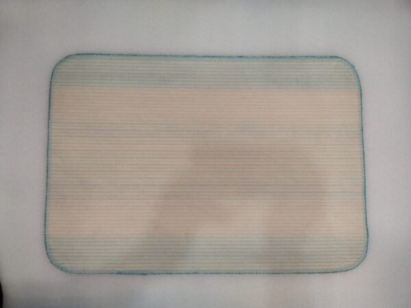 Set of 1 Turquoise Blue & Peach Striped Anti-Skid Doormat - Image 2