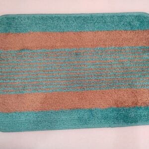 Set of 1 Turquoise Blue & Peach Striped Anti-Skid Doormat