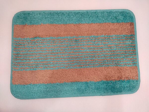 Set of 1 Turquoise Blue & Peach Striped Anti-Skid Doormat
