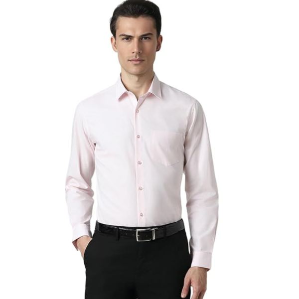 Peter England Men's Everyday Solid Slim Fit Full Sleeve Formal Shirt | Cotton-Rich