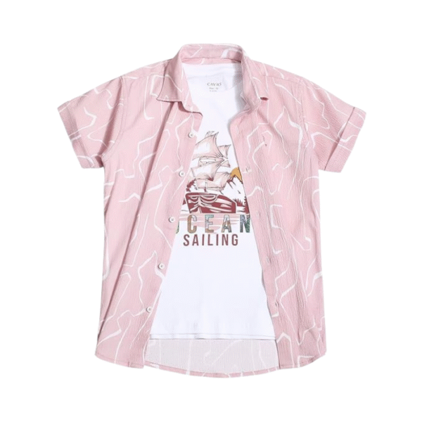 CAVIO Boys Printed Shirt and T-Shirt Regular Fit Casual Half Sleeve