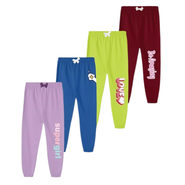 KYDA KIDS® 100% Pure Cotton Printed Regular fit Track Pants for Girls