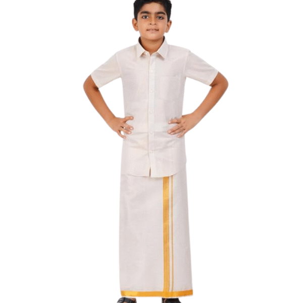 Kids Ethnic Wear Set – Traditional Dhoti and Shirt Outfit for Boys