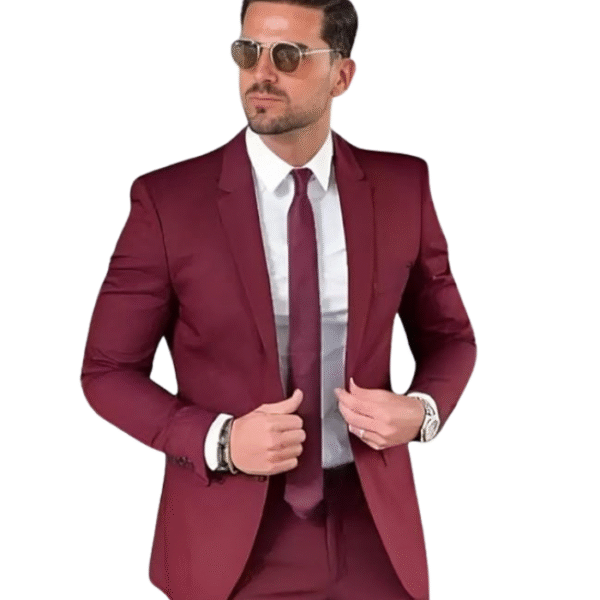 DARBAR IN Men's Formal Maroon, Single Breasted Blazer, Business Casual Style