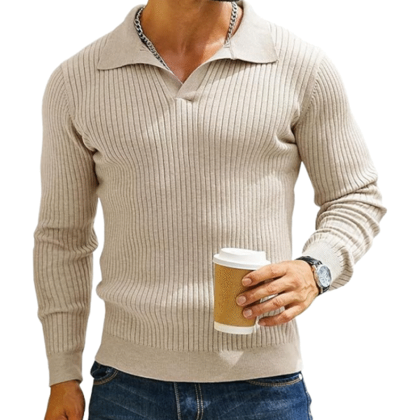 Cotton Full Sleeve Collar Polo Sweater