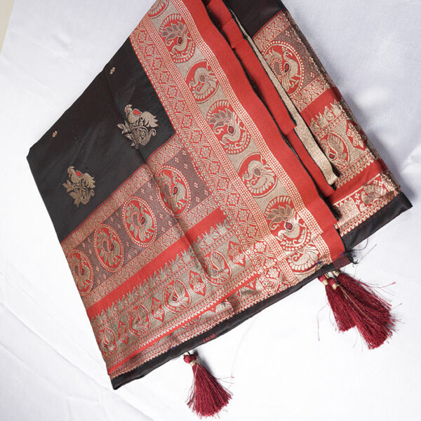 Black Satin Banaras Sarees